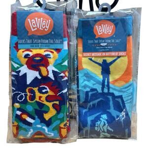 Lavley 2 Pair New In Package Adjust Your Altitude and Fish More Worry Less Socks